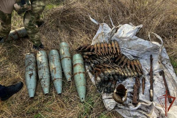 Росгвардейцы обнаружили крупный схрон с вооружением и боеприпасами в Запорожской области
